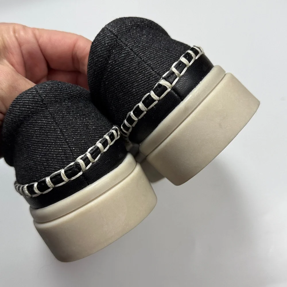 DOLCE VITA Saydi Slip-on Platform Sneaker In Ivory and Black Woven S-503 Sz 8.5
